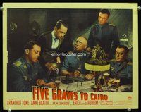 3b378 FIVE GRAVES TO CAIRO lobby card '43 Billy Wilder, Erich Von Stroheim as Rommel, Franchot Tone