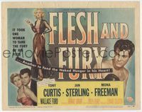 3b089 FLESH & FURY TC '52 boxer Tony Curtis has fury in his fists & naked hunger in his heart!
