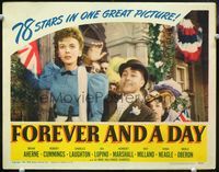 3b383 FOREVER & A DAY movie lobby card '43 Ida Lupino & Brian Aherne wave goodbye in World War II!