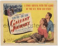 3b098 GALLANT JOURNEY title lobby card '46 art of Glenn Ford & sexy Janet Blair laying in the grass!