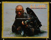 3b388 G.I. JANE LC '97 best close up of Navy SEAL Demi Moore with shaved head & machine gun!!