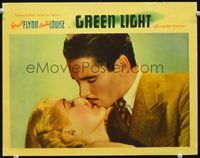 3b413 GREEN LIGHT lobby card '37 great romantic super close up of Errol Flynn kissing Anita Louise!
