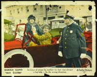 3b428 HOT WATER LC '24 Harold Lloyd's mother-in-law gets him in big trouble with cop while in car!