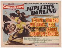 3b122 JUPITER'S DARLING title card '55 great art of sexy Esther Williams & Howard Keel on chariot!