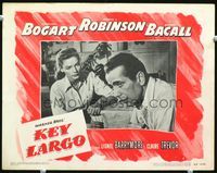3b454 KEY LARGO movie lobby card #6 '48 great close up of Humphrey Bogart & sexy Lauren Bacall!