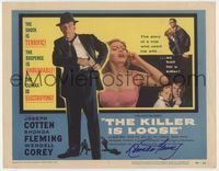 3b123 KILLER IS LOOSE signed TC '56 by Rhonda Fleming, full-length Joseph Cotten, Budd Boetticher!
