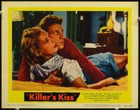 3b456 KILLER'S KISS LC #2 '55 early Stanley Kubrick film noir, c/u of scared young lovers on bed!