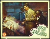 3b458 KING OF THE ZOMBIES lobby card '41 Dick Purcell & scared Mantan Moreland find mummy in coffin!