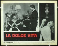 3b463 LA DOLCE VITA LC #8 '61 Federico Fellini, Marcello Mastroianni, Anita Ekberg in border!