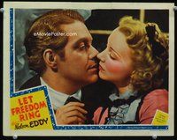 3b466 LET FREEDOM RING LC '39 great super close romantic portrait of Nelson Eddy & Virginia Bruce!