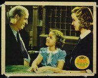 3b471 LITTLE MISS BROADWAY lobby card '38 great close up of Shirley Temple smiling at two adults!