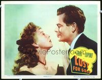 3b477 LUST FOR GOLD lobby card #3 '49 great romantic super close up of Glenn Ford & Ida Lupino!