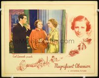 3b481 MAGNIFICENT OBSESSION LC '35 Robert Taylor keeps Betty Furness from talking to Irene Dunne!