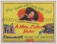 3b149 MAN CALLED PETER title card '55 Richard Todd & Jean Peters make your heart sing with joy!