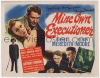 3b160 MINE OWN EXECUTIONER signed title card '48 by Burgess Meredith, who is with sexy Dulcie Gray!