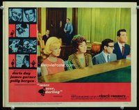 3b501 MOVE OVER, DARLING LC #8 '64 close up of James Garner, Doris Day & Polly Bergen in courtroom!