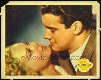 3b508 MY LUCKY STAR LC '38 ultra close up of Sonja Henie waiting for Richard Greene to kiss her!