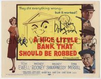 3b168 NICE LITTLE BANK THAT SHOULD BE ROBBED signed TC '58 by Mickey Rooney, who is w/Dina Merrill!