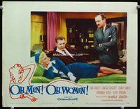 3b524 OH MEN OH WOMEN LC #7 '57 Dan Dailey & David Niven look at Ginger Rogers laying on couch!