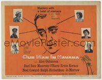 3b175 OUR MAN IN HAVANA title lobby card '60 art of Alec Guinness in Cuba, directed by Carol Reed!