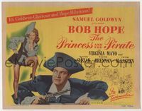 3b181 PRINCESS & THE PIRATE title card '44 great close up of Bob Hope with gun & sexy Virginia Mayo!