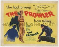 3b182 PROWLER signed title movie lobby card '51 by sexy Evelyn Keyes, directed by Joseph Losey!