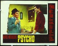 3b009 PSYCHO LC #2 '60 Alfred Hitchcock, Martin Balsam quizzes Anthony Perkins at the Bates Motel!