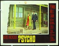 3b010 PSYCHO movie lobby card #8 '60 Alfred Hitchcock, Vera Miles & John Gavin at the Bates Motel!