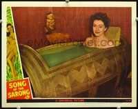 3b609 SONG OF THE SARONG LC '45 wacky image of sexy Nancy Kelly naked in wooden bath with monkey!