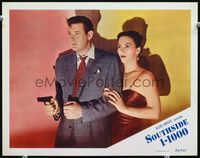 3b611 SOUTHSIDE 1-1000 LC '50 great shadowy close up of Don DeFore with gun by pretty Andrea King!