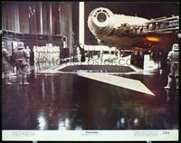 3b617 STAR WARS color 11x14 still '77 George Lucas, Darth Vader & Millennium Falcon on Death Star!