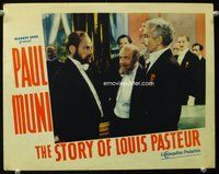 3b618 STORY OF LOUIS PASTEUR LC '36 close up of Paul Muni in tuxedo confronting eminent scientist!