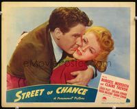 3b622 STREET OF CHANCE LC '42 great super close up of Burgess Meredith & pretty Claire Trevor!