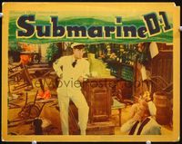 3b626 SUBMARINE D-1 lobby card '37 dapper Naval officer Pat O'Brien in wrecked bar after fight!