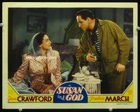 3b633 SUSAN & GOD lobby card '40 great close up of Joan Crawford confronting husband Fredric March!