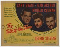 3b211 TALK OF THE TOWN TC '42 great smiling headshots of Cary Grant, Jean Arthur & Ronald Colman!