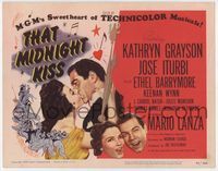 3b217 THAT MIDNIGHT KISS title card '49 kiss close up art of pretty Kathryn Grayson & Jose Iturbi!
