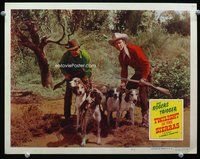 3b660 TWILIGHT IN THE SIERRAS movie lobby card R56 Roy Rogers with rifle and team of tracking dogs!