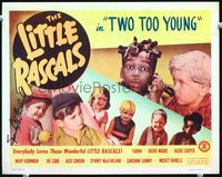 3b226 TWO TOO YOUNG signed title card R50 by Spanky McFarland, Our Gang, Little Rascals, Hal Roach