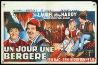 3c501 BABES IN TOYLAND Belgian poster R60s great art of wacky Stan Laurel & laughing Oliver Hardy!