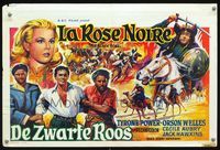 3c515 BLACK ROSE Belgian 1960s different artwork of Tyrone Power, Jack Hawkins & Orson Welles!