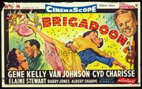 3c525 BRIGADOON Belgian poster '54 great different art of Gene Kelly dancing with sexy Cyd Charisse!