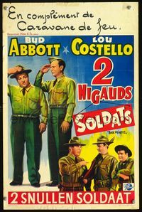 3c526 BUCK PRIVATES Belgian poster R50s great different art of Bud Abbott & Lou Costello in uniform!