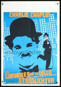 3c542 CITY LIGHTS Belgian R70s great Kouper art of boxer Charlie Chaplin w/flower & cane!
