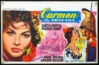 3c564 DEVIL MADE A WOMAN Belgian poster '61 super close up of sexiest Sara Montiel with rose by Wik!