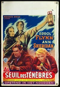 3c571 EDGE OF DARKNESS Belgian movie poster '40s cool, different art of Errol Flynn & Ann Sheridan!