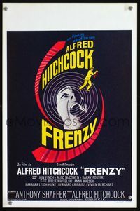 3c589 FRENZY Belgian movie poster '72 cool title design, Alfred Hitchcock's shocking masterpiece!