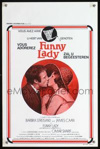 3c591 FUNNY LADY Belgian '75 cool art of Barbra Streisand smooching James Caan with eyes open!