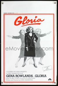 3c597 GLORIA Belgian movie poster '80 John Cassavetes, three images of Gena Rowlands with gun!