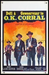 3c604 GUNFIGHT AT THE O.K. CORRAL Belgian poster R70s cool art of cast, directed by John Sturges!
